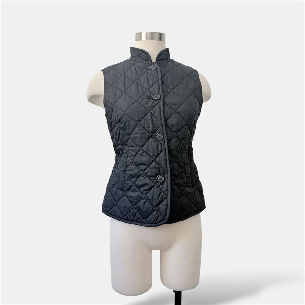 Gap Quilted Black Fitted Tuxedo Vest Small Casual Button